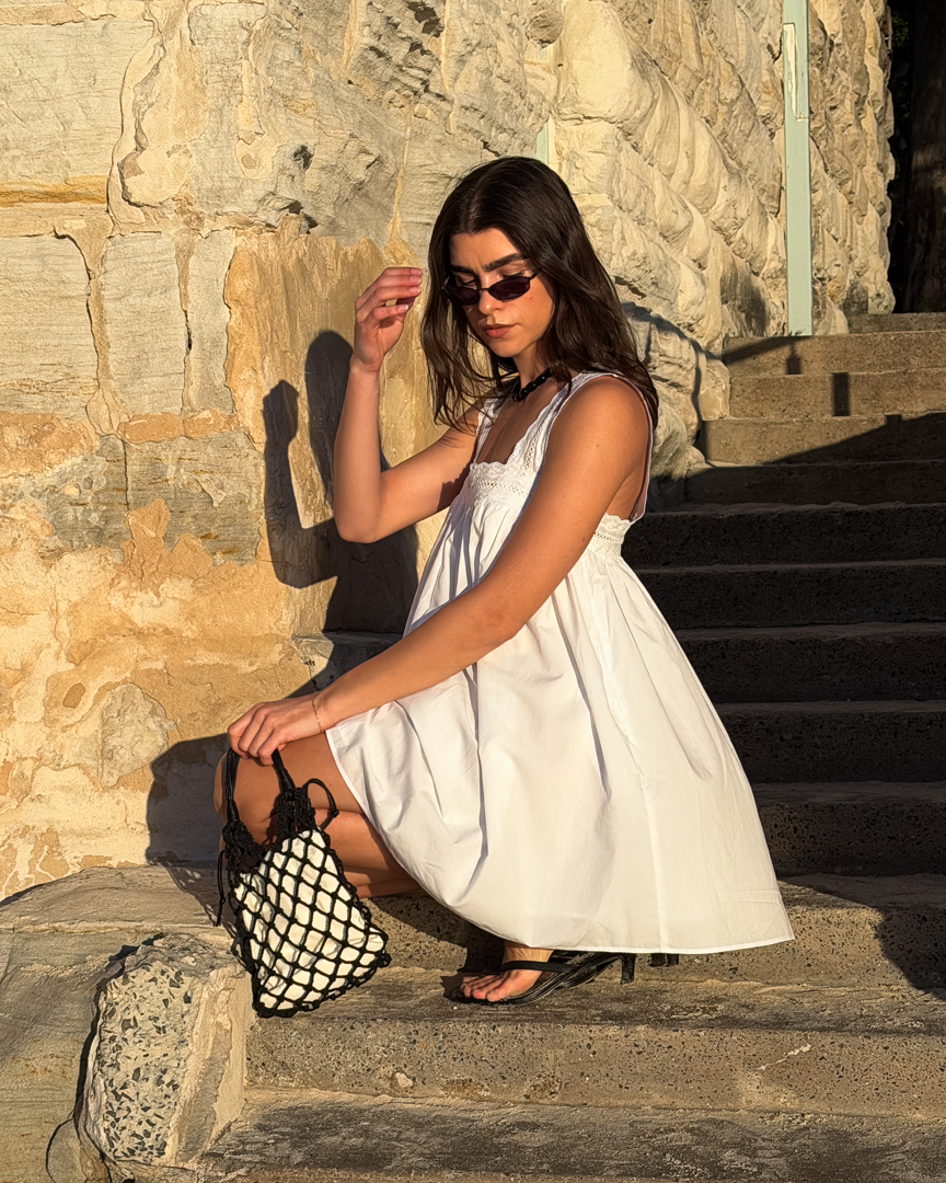 Annabel White Sleeveless V Neck Midi Dress