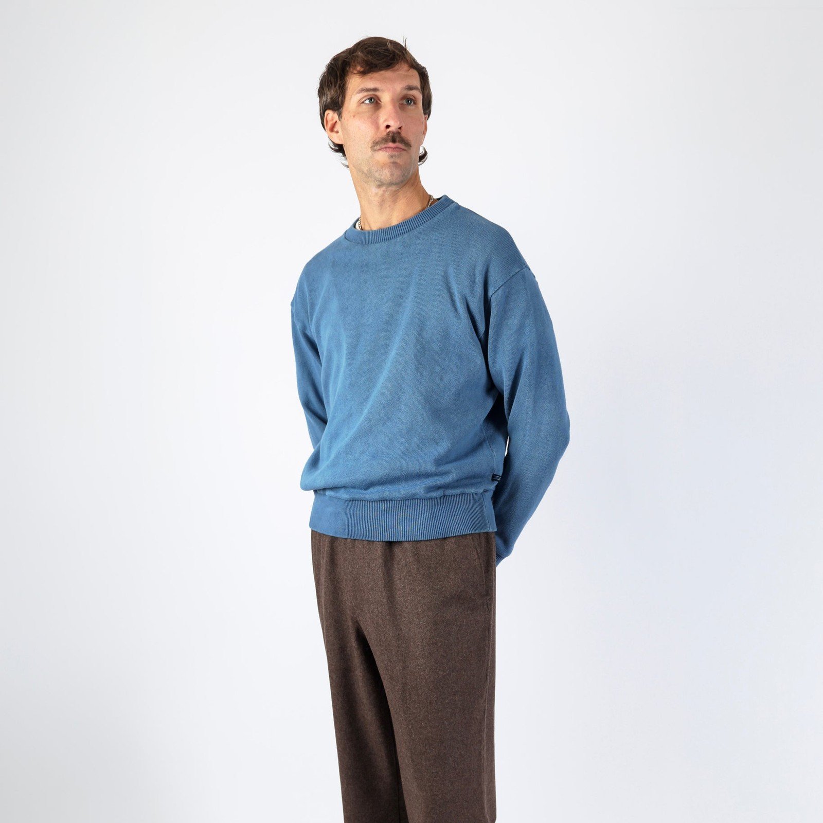 Indigo-Dyed Low Gauge Crewneck